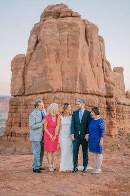 Small sunrise wedding in Arches National Park