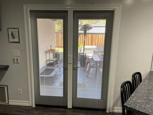 Interior French retractable screen door