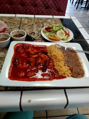 Camarones ala Diablo and I asked for it spicy, hence the peppers in the sauce.