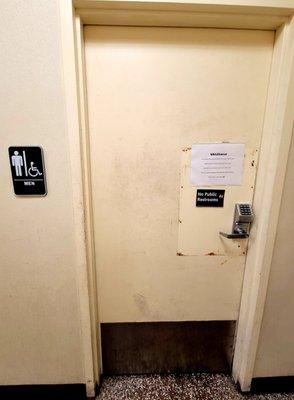 They no longer offer restrooms to their customers & posted signs to go find a business that does offer them!