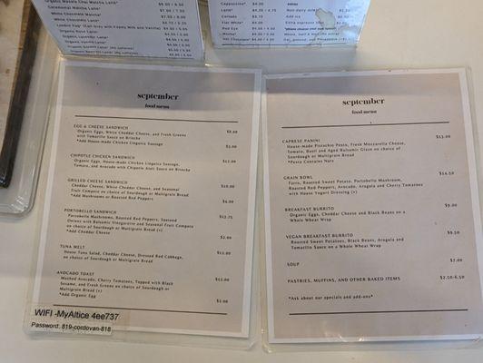 Food menus