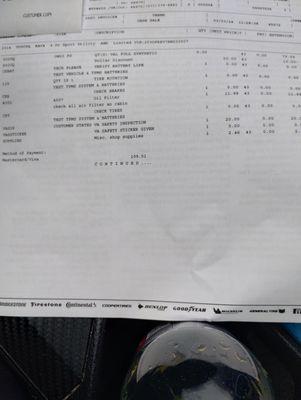 Invoice "Qty is 1 Tire rotation" Did it look like a tire rotation was done?