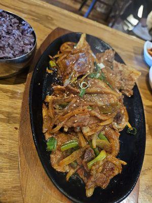 Pork bulgogi...comes with purple rice. So good!