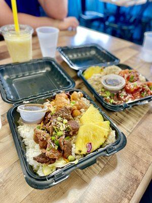 Teriyaki beef and garlic chicken Bowl