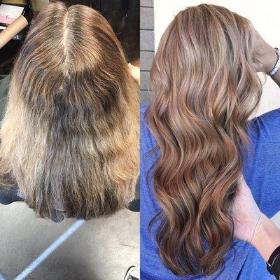 Photo on left done by Tara McTaggert @ RK Salon. Hair on right done @ Rumours Salon by Helena. She's wonderful!