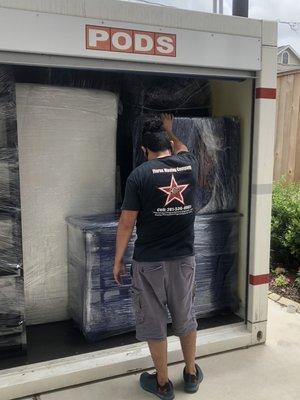 Flores Moving Company.   Packing and loading pods from Houston tx, to Ohio.