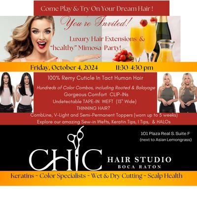 Come Play & Try On Your Dream Hair! Fri Oct 4 from 11:30-4:30. Must RSVP 561-617-1373 Limited Space