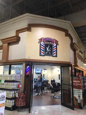 Inside supermarket a barber shop?