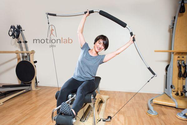 Gyrotonic specialized equipment , fun and challenging workout  for entire body.