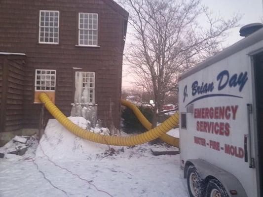 Drying out historic home after major water damage.