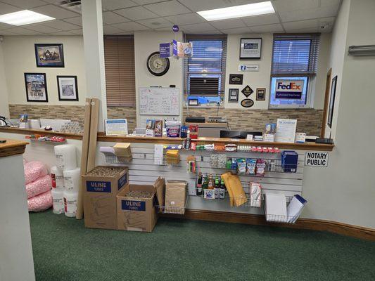 Retail packaging supplies, shipping tubes, and boxes for sale. Notary and PennDot vehicle registration and tags services.