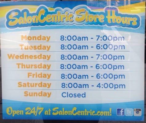 Salon Centric Hours