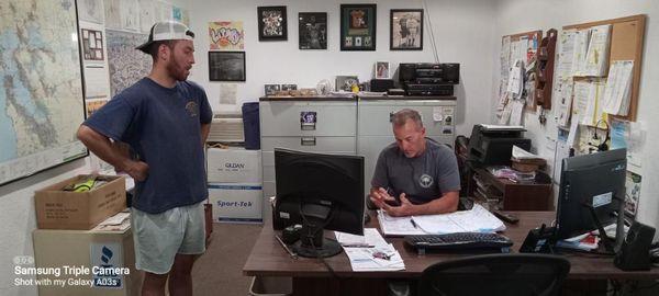 Owner Matt and manager Tyler game planning.