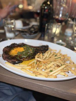 grilled bone-in ribeye with frittes