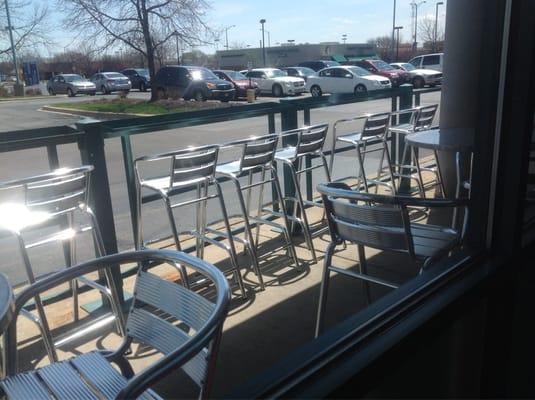 Plenty of bar stools on the patio.