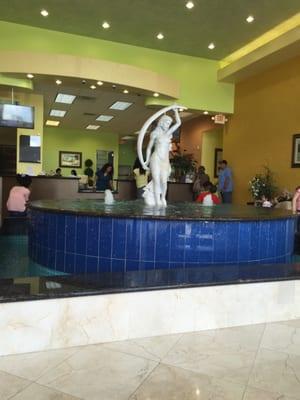 The fountain inside the office in the waiting area