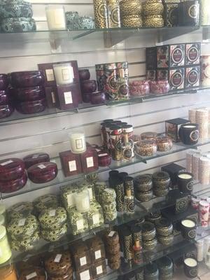 Large candle selection.