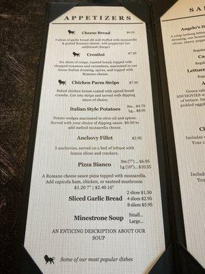 Menu as of April 2024