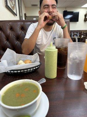 Cilantro Chicken Soup and bread