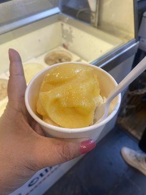 Mango and peach ice cream