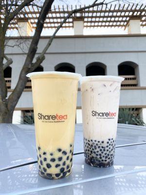 Mango milk tea and oolong milk tea