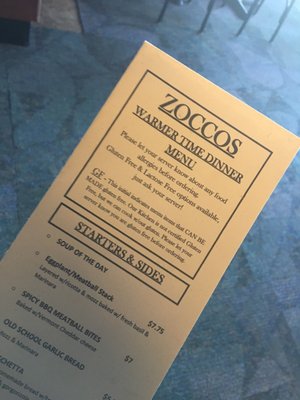 Zocco's menu