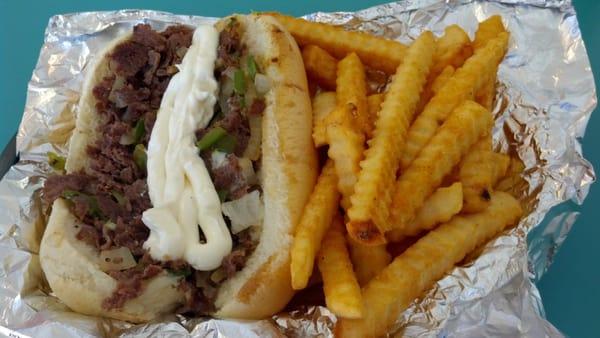 Philly Steak sandwich with fries