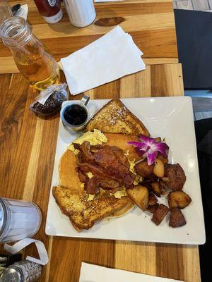 Breakfast sampler with scrambled eggs