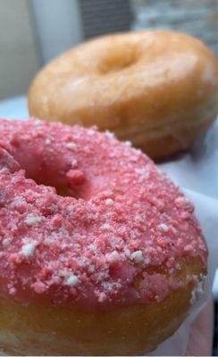 Strawberry shortcake donut and Glazed Donut