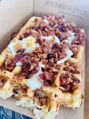 Bacon, Bacon Waffle w/hot honey & Brie