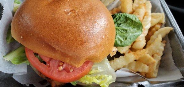 Fried chicken sandwich with double fries