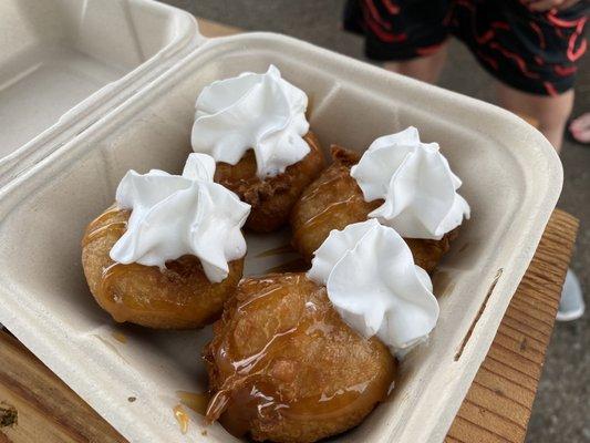 Fried Oreo with Whip Cream and Caramel Drizzle