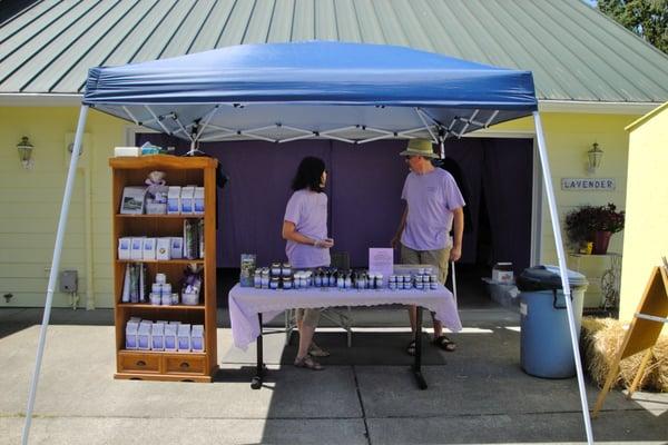 Lavender tent so you can sample their lavender pound cake and also get your lavender questions answered