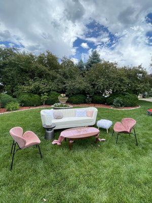 Furniture set up in the courtyard/lawn