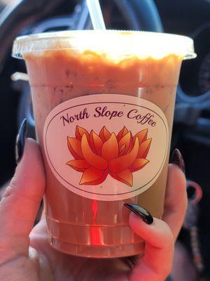 Iced vanilla latte.