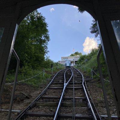 View from inside the car on the way up.