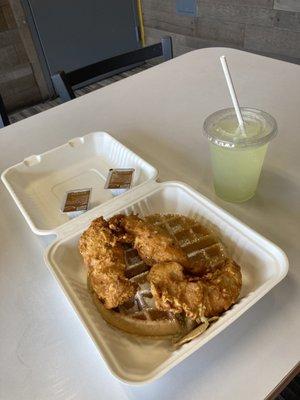 Chicken & Waffles breakfast to go.