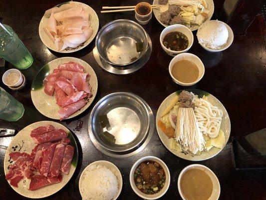 Beef, Pork, and Chicken Shabu Shabu