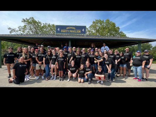 Team Kaizen members and family at a Cubs-Brewers game