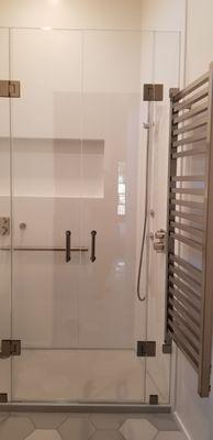 Custom niche is the only spot in the entire shower with hard corners/seams