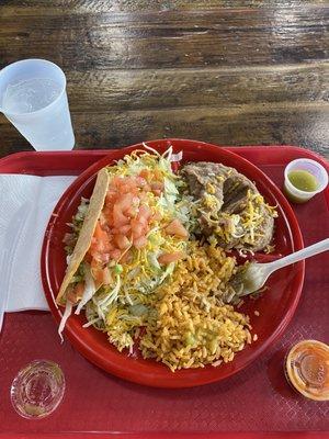 Rice, beans, and a meatless taco