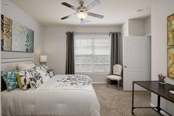 Master Bedroom Feels Large and Spacious with Impressive 9 Foot Ceilings and Large Walk-In Closets at Cambridge Square Apartments