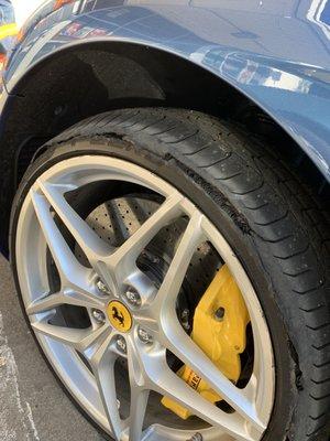 Flat tire on Ferrari California T