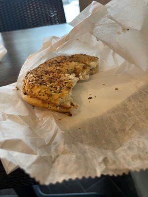 Cream cheese bagel. Not good at all