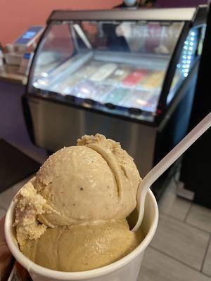 Pumpkin spice latte and vegan sweet potato