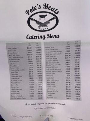 Catering menu