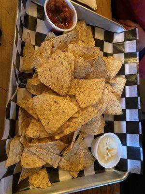 Tortilla chips with queso and home