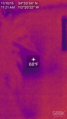 Water damaged and mold in the walls using infrared camera.