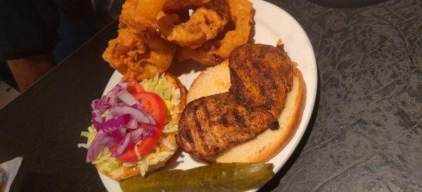 Blackened Chicken & Onion Rings