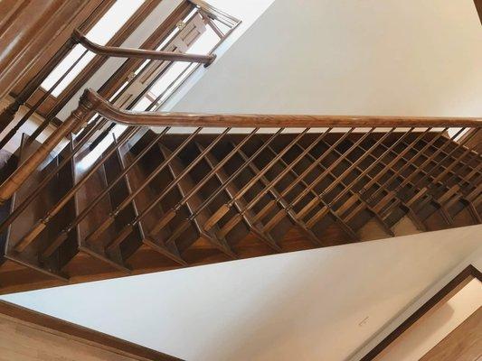 Wooden stairs cleaning & polishing.